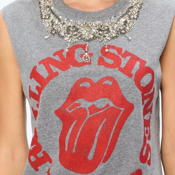 FIRM Alice + Olivia Embellished Rolling Stones Graphic Tank Top Xs/S - Picture 9 of 10